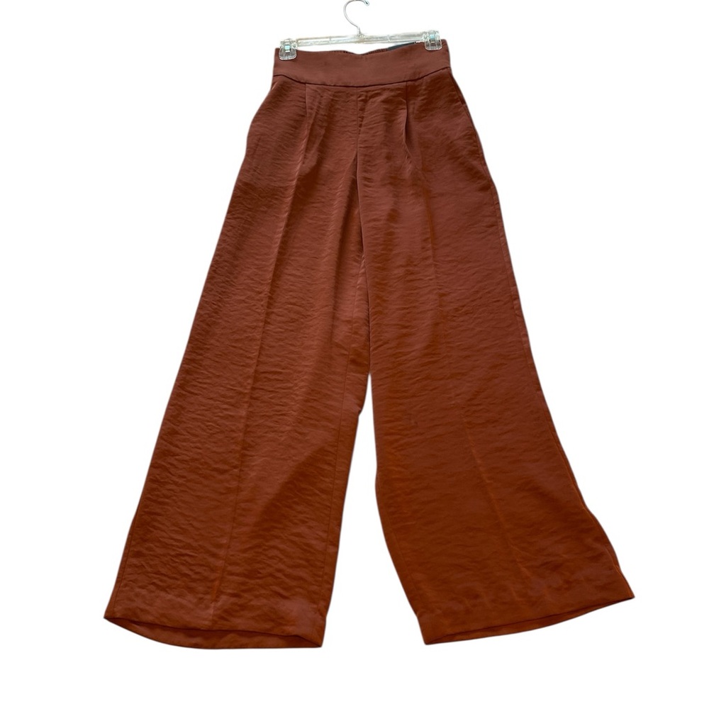 NWT Express Brown Wide-Leg Super High Rise Satiny Pants | Sixe XS 0-2 25-26